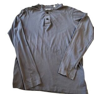 Billy Reid Men's Gray Long‎ Sleeve Henley Shirt Casual Button Up